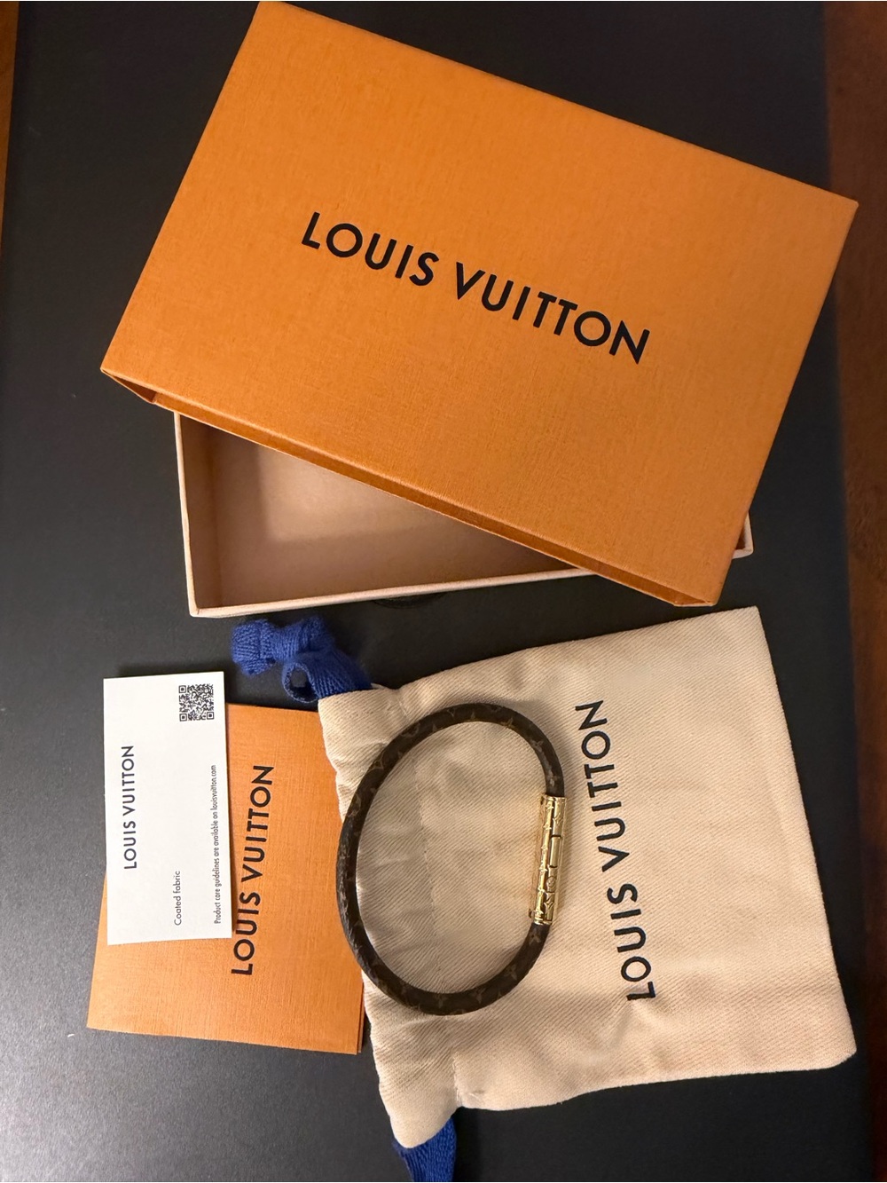 Louis Vuitton Brown Monogram Bangle with Gold-Tone Clasp